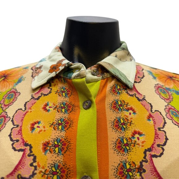 NWT Johnny Was Multi-Color Button-Up Blouse With Floral Print Long Sleeves Size - Picture 4 of 6